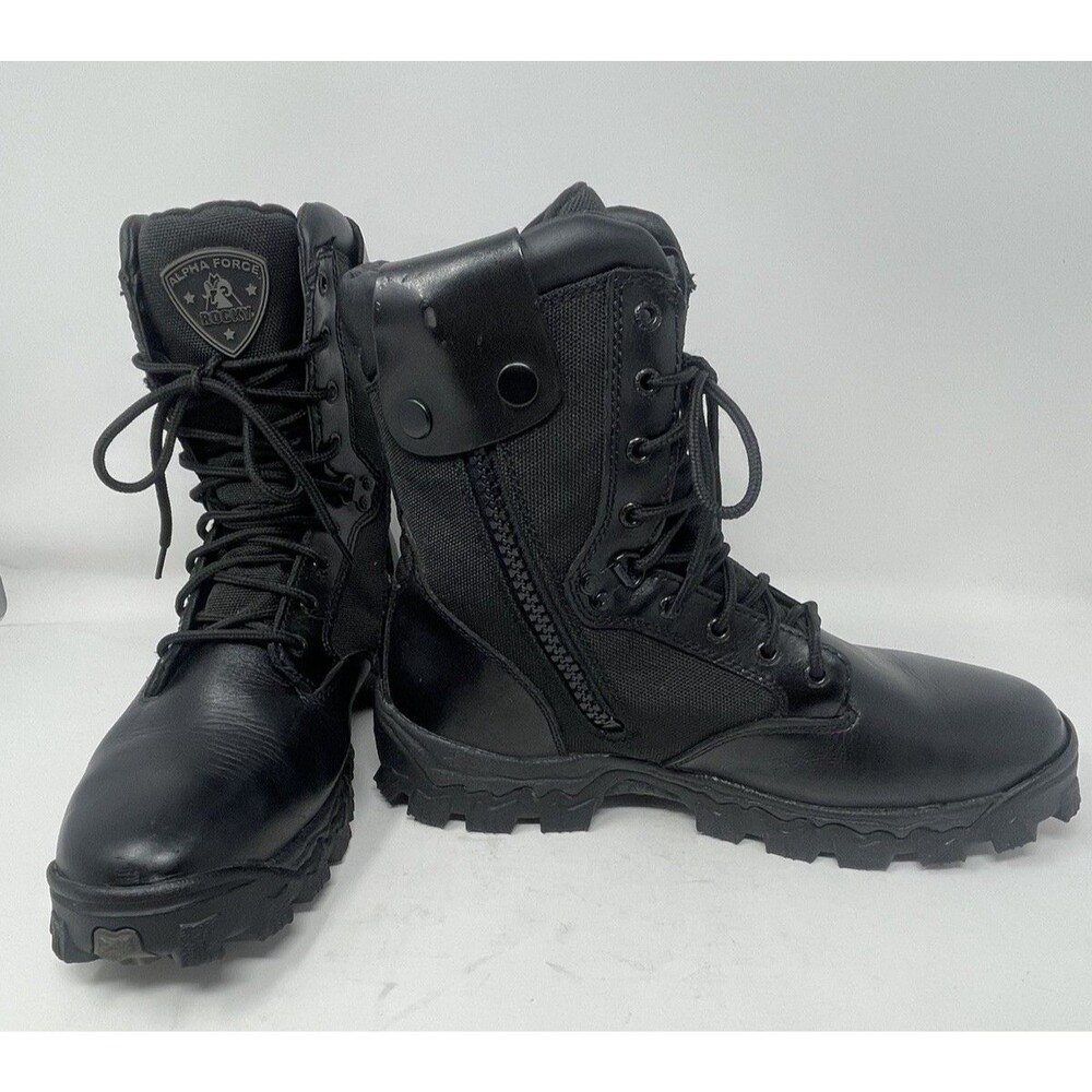 Rocky Alpha Force 8” Black Leather Boots  FQ0002173 Size 11W Waterproof